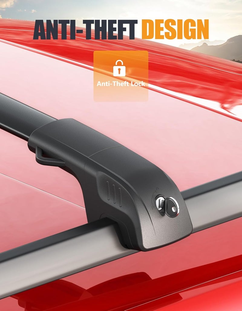 KINGGERI 300lbs Roof Rack Cross Bars Compatible with Subaru Forester 2014-2026 with Raised Side Rails (Not for Wilderness), Lockable Heavy Duty Aluminum Roof Rails Crossbars Luggage SUV Accessories - Image 4